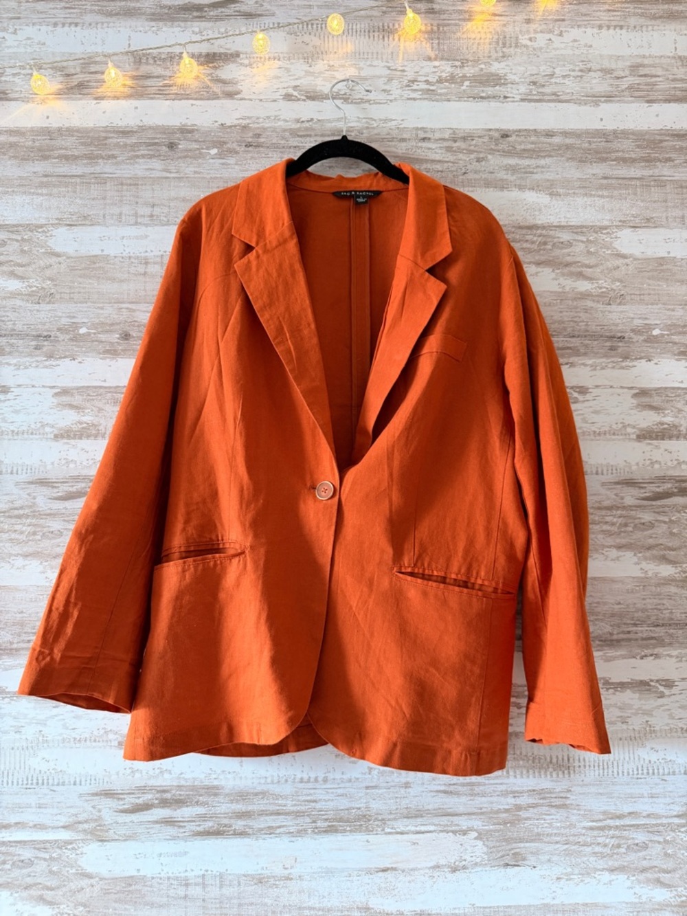 Oversized Terra-Cotta Linen Blazer - Women